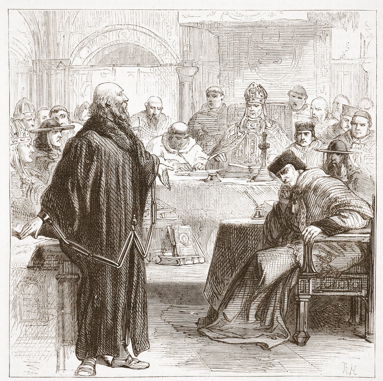جيروم يتحدث في محاكمته ، توضيح من تاريخ البروتستانتية بقلم جيمس أيتكين ويلي (1808-1890) ، حانة. 1878 بواسطة مدرسة اللغة الإنجليزية