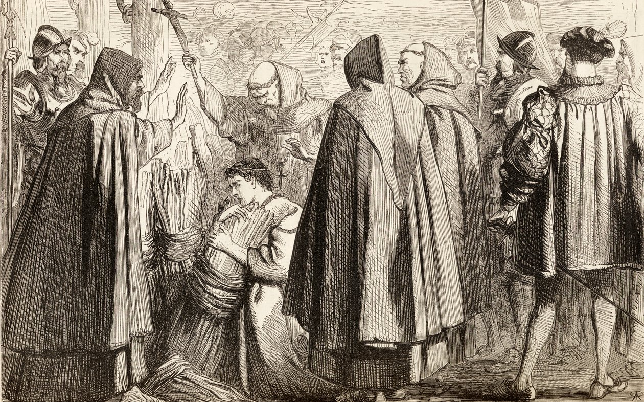 جون فريث على وشك أن يُحرق على المحك بدعة عام 1533 ، 1865 (نقش الخشب) بواسطة مدرسة اللغة الإنجليزية