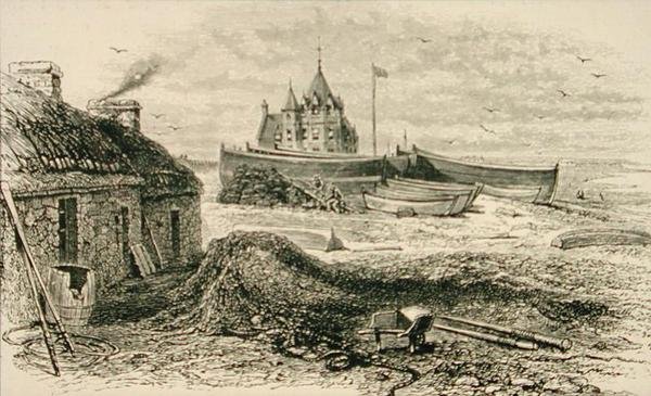 John O 'Groats في عام 1880 تقريبًا ، من "Scottish Pictures" الذي نشرته جمعية المسالك الدينية بواسطة مدرسة اللغة الإنجليزية