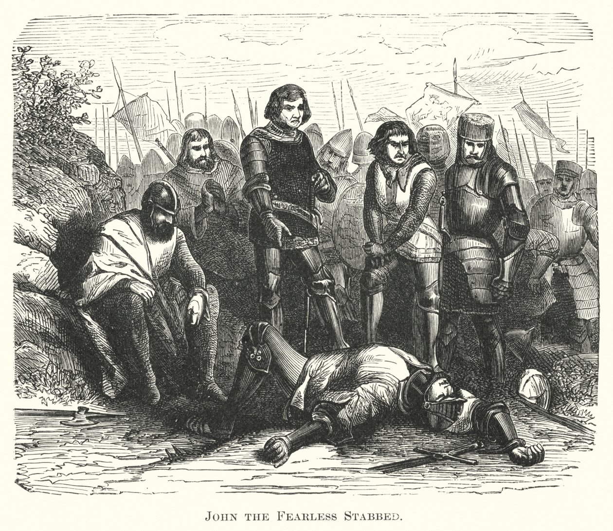 جون الشجاع المطعون (نقش) بواسطة مدرسة اللغة الإنجليزية