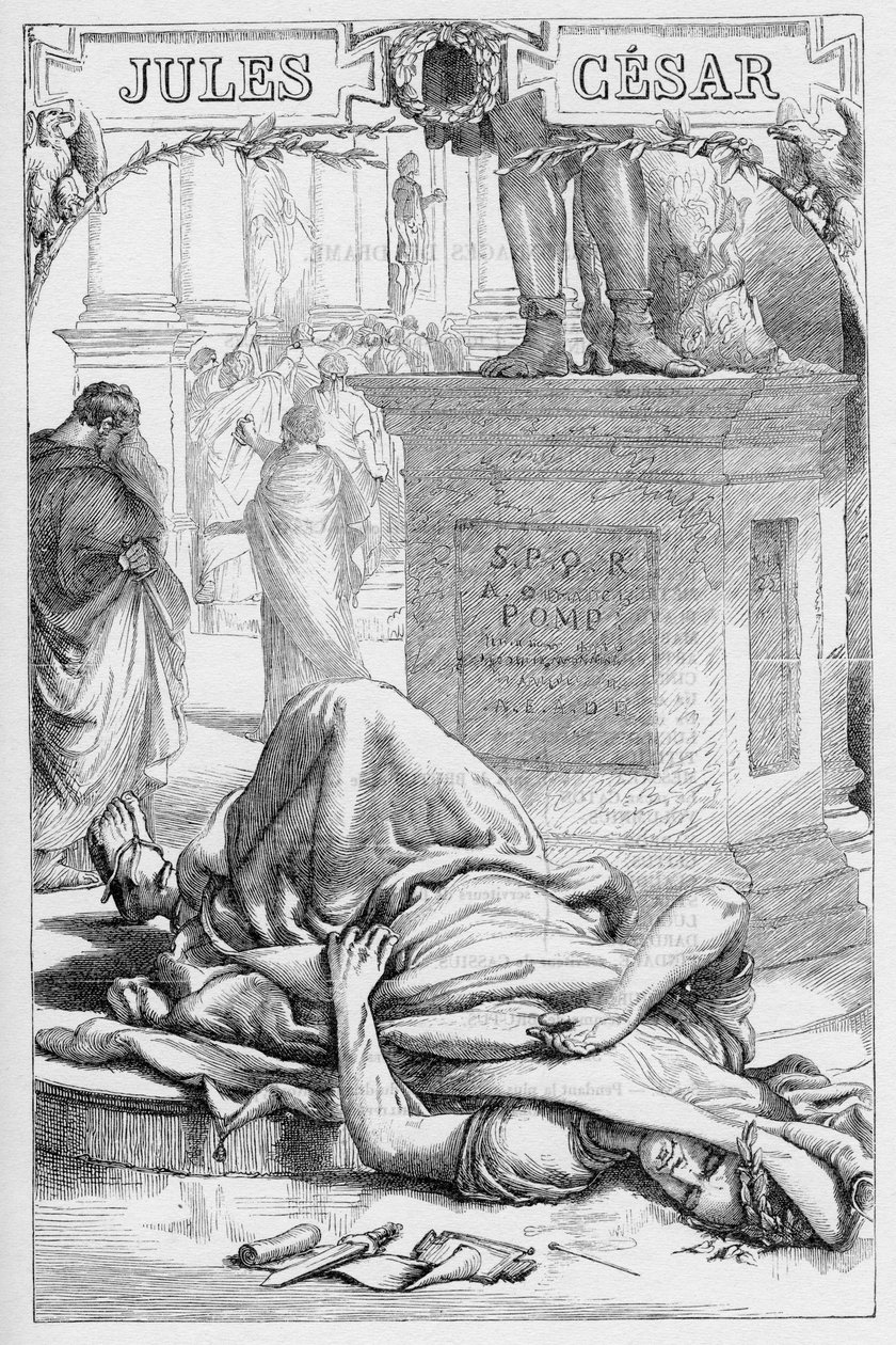 Jules Cesar - مأساة يوليوس قيصر - رسم توضيحي في "" Complete de William Shakespeare "" "1866 - الرسوم التوضيحية والشكل العام لهذه الطبعة مستعارة من رسم كاسيل شكسبير ، الذي نُشر في لندن بواسطة مدرسة اللغة الإنجليزية