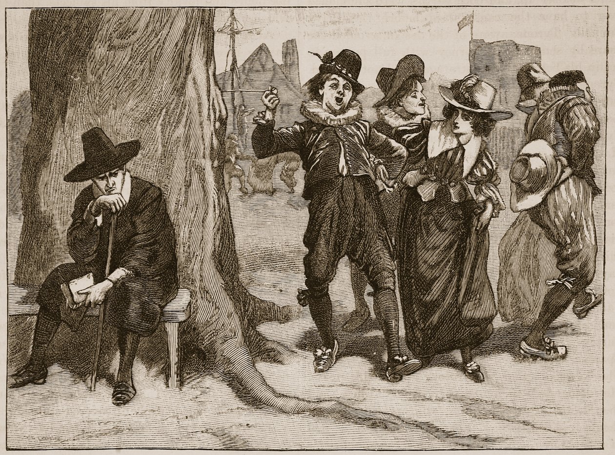 الاحتفاظ يوم الأحد ، وفقًا لكتاب الملك جيمس للرياضة ، رسم توضيحي من Cassells Illustrated History of England (sepia photo) بواسطة مدرسة اللغة الإنجليزية