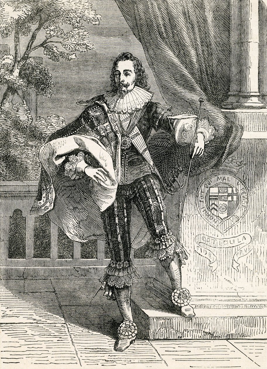 الملك تشارلز الأول ، رسم توضيحي مأخوذ من جون كاسيلس يوضح تاريخ إنجلترا ، 1857 بواسطة مدرسة اللغة الإنجليزية