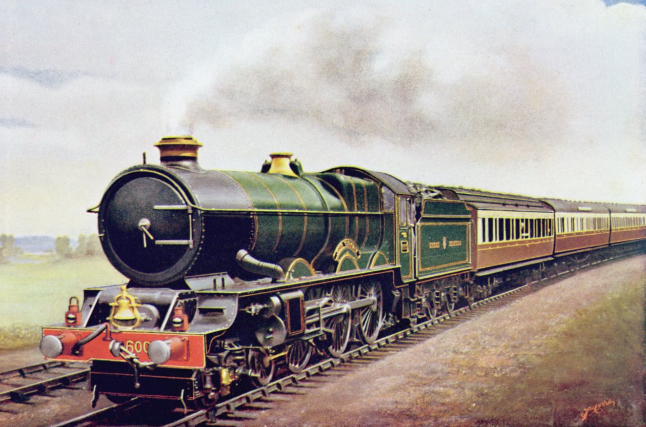 الملك جورج الخامس من GWR Cornish Railway Express ، التوضيح من كتاب Wonder Wonder of Railways ، الإصدار الرابع عشر الذي حرره Harry Golding ، 1929 بواسطة مدرسة اللغة الإنجليزية