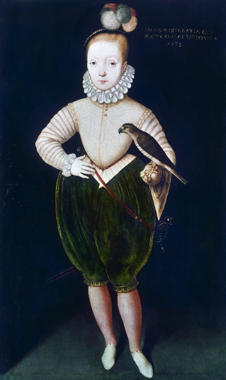 King James I of England and VI of Scotland (oil on canvas) بواسطة مدرسة اللغة الإنجليزية