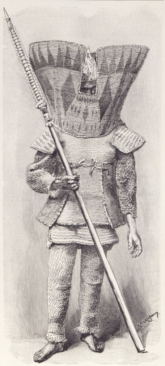 Kingsmill Islander بالدرع الكامل ، من تاريخ البشرية ، المجلد 1 ، بواسطة البروفيسور فريدريش راتزل ، 1896 بواسطة مدرسة اللغة الإنجليزية