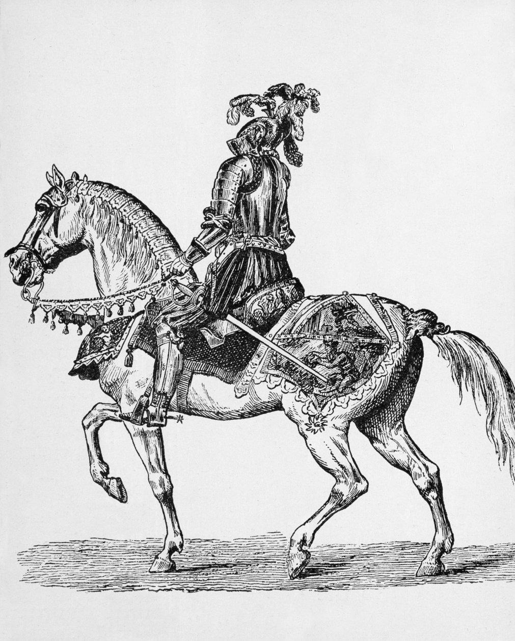فارس على ظهور الخيل في حفل الملابس في القرن الرابع عشر بواسطة مدرسة اللغة الإنجليزية