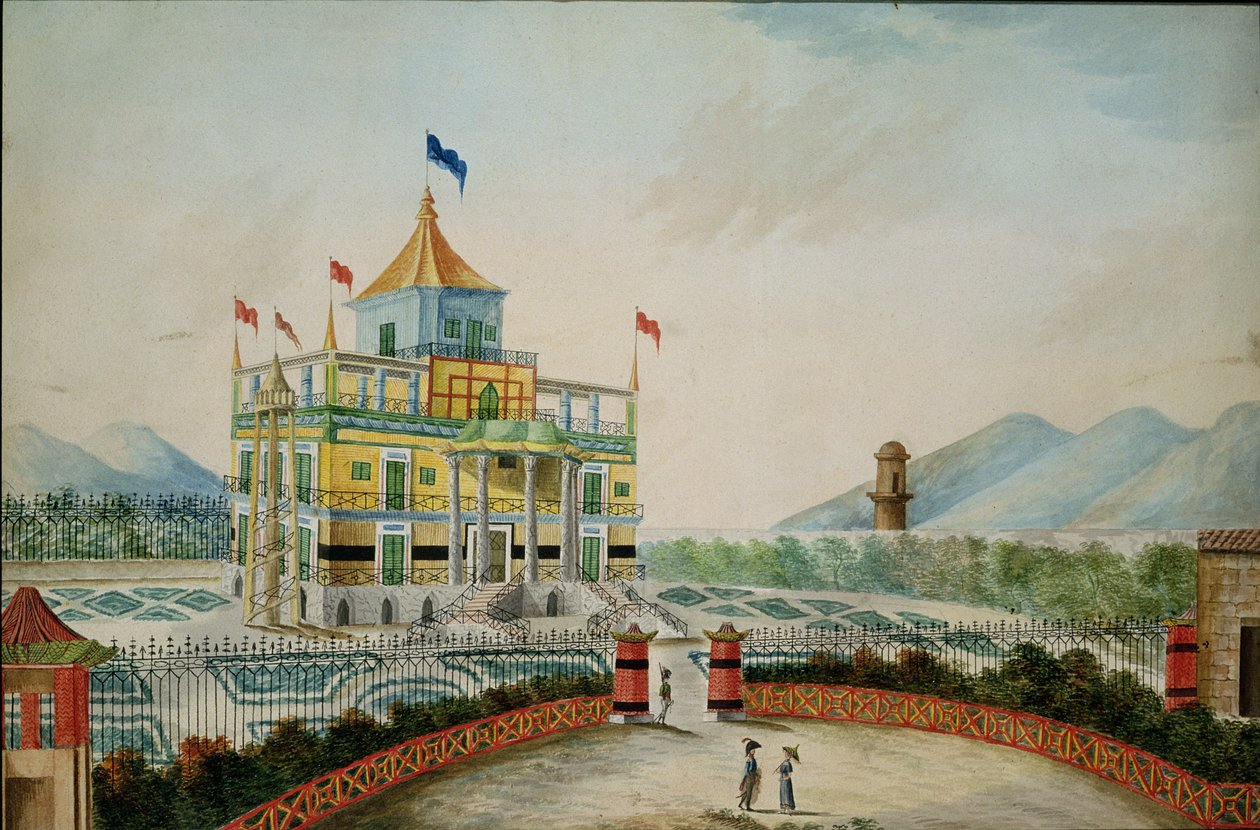لا فافوريتا أو بالازو سينيز ، باليرمو ، صممه Marvuglia و Giuseppe Patricola للملك فرناندو الرابع ، ج .1815 (المرحاض على الورق) بواسطة مدرسة اللغة الإنجليزية