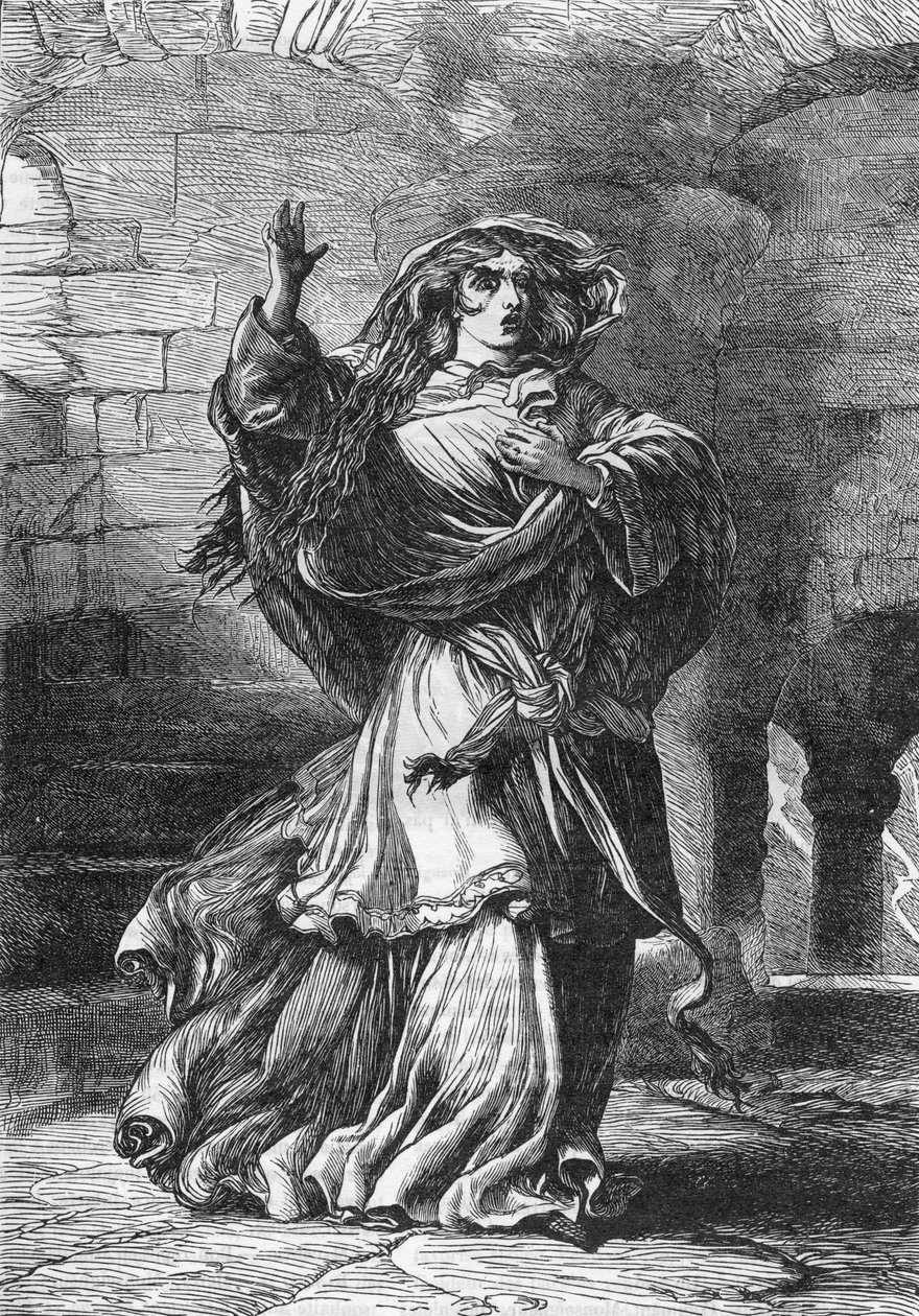 ليدي ماكبث (الفصل الثاني) (ماكبث) - رسم توضيحي في "" يُكمل دي ويليام شكسبير "" 1866 - الرسوم التوضيحية والشكل العام لهذه الطبعة مستعارة من شكسبير المصور لكاسيل ، المنشور في لندن بواسطة مدرسة اللغة الإنجليزية