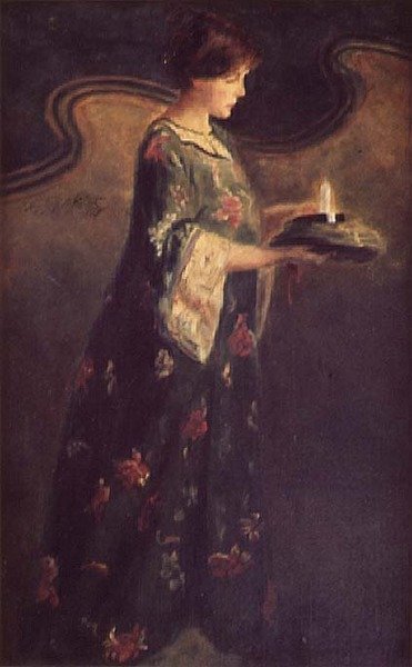 سيدة تحمل شمعة ، حوالي عام 1890 بواسطة مدرسة اللغة الإنجليزية
