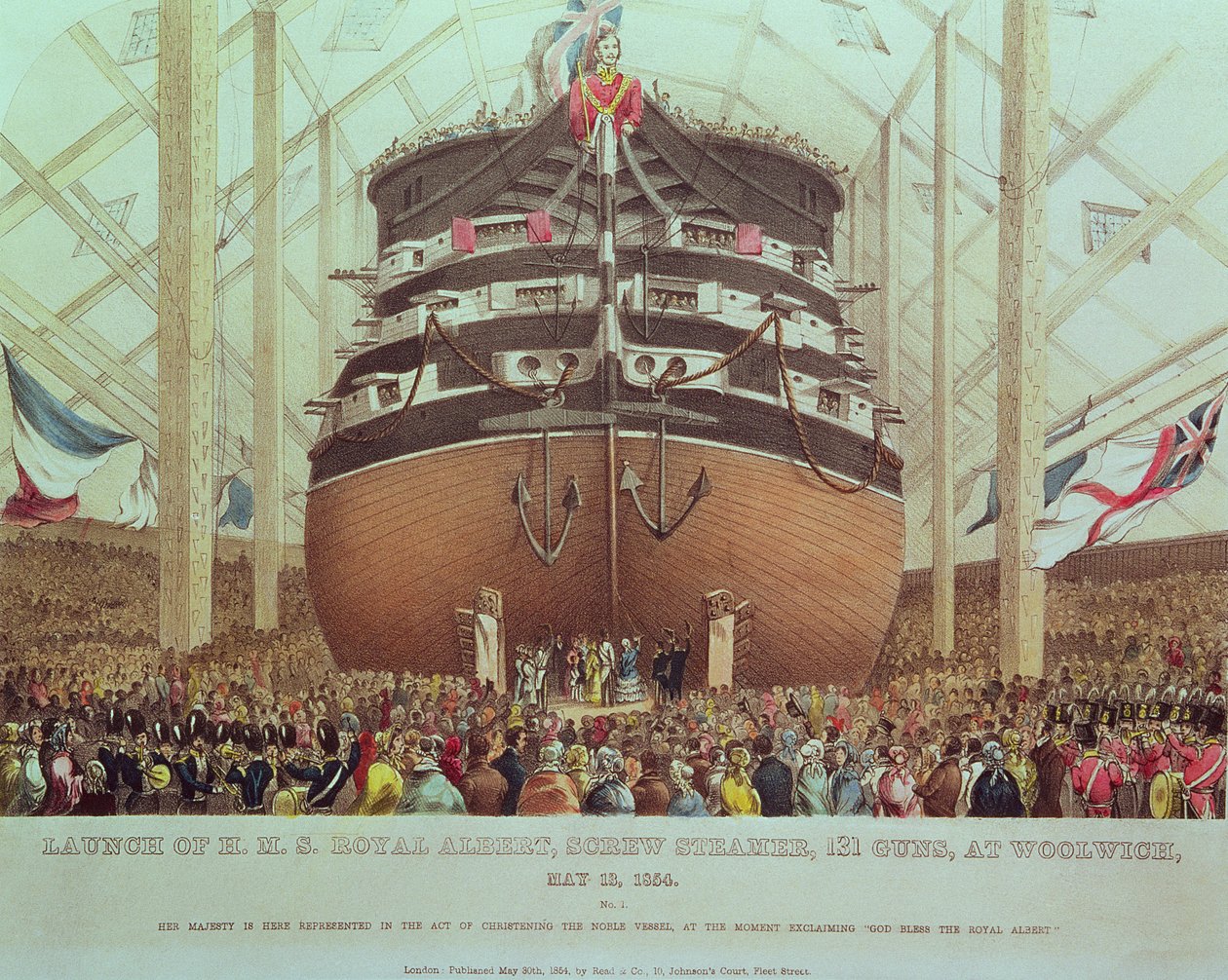 إطلاق HMS Royal Albert ، Steam Screw ، 131 Guns ، في ولويتش ، 13 مايو 1854 بواسطة مدرسة اللغة الإنجليزية