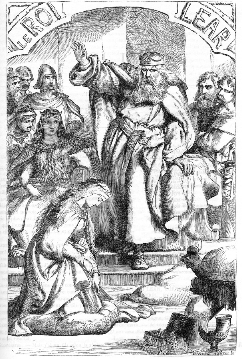 Le Roi Lear - (الملك لير) - رسم توضيحي في "" الأعمال الكاملة لـ William Shakespeare "" 1866 - تم استعارة الرسوم التوضيحية والشكل العام لهذه الطبعة من رسمة Cassell's المصورة شكسبير ، والتي نُشرت في لندن بواسطة مدرسة اللغة الإنجليزية