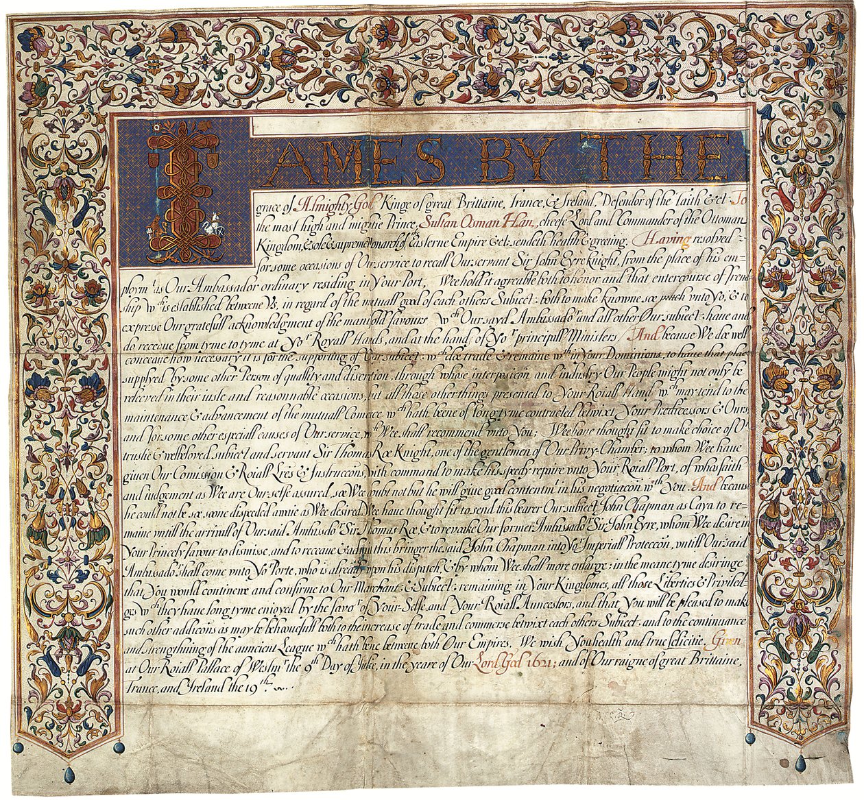 رسالة إلى السلطان عثمان هان من الملك جيمس السادس وأنا بواسطة مدرسة اللغة الإنجليزية