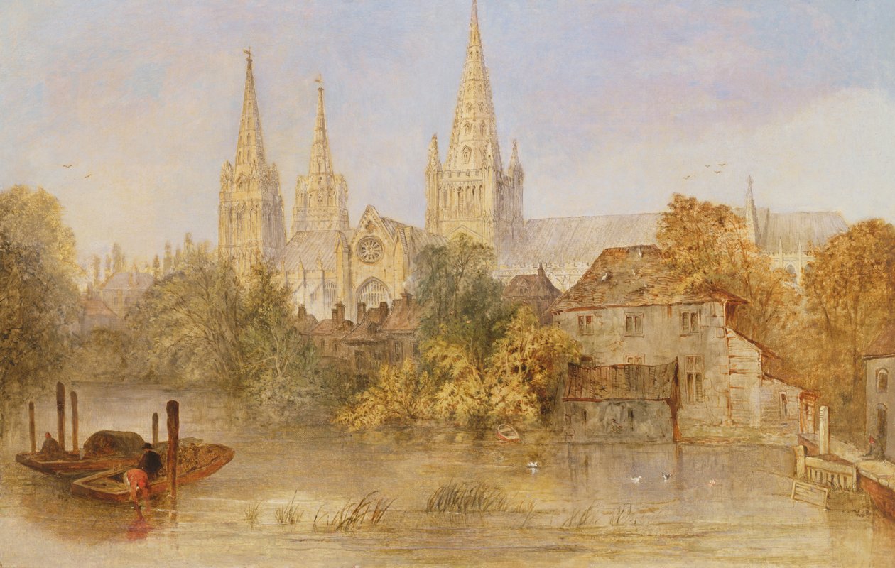 كاتدرائية Lichfield من Stowe Pool ، c.1850 بواسطة مدرسة اللغة الإنجليزية