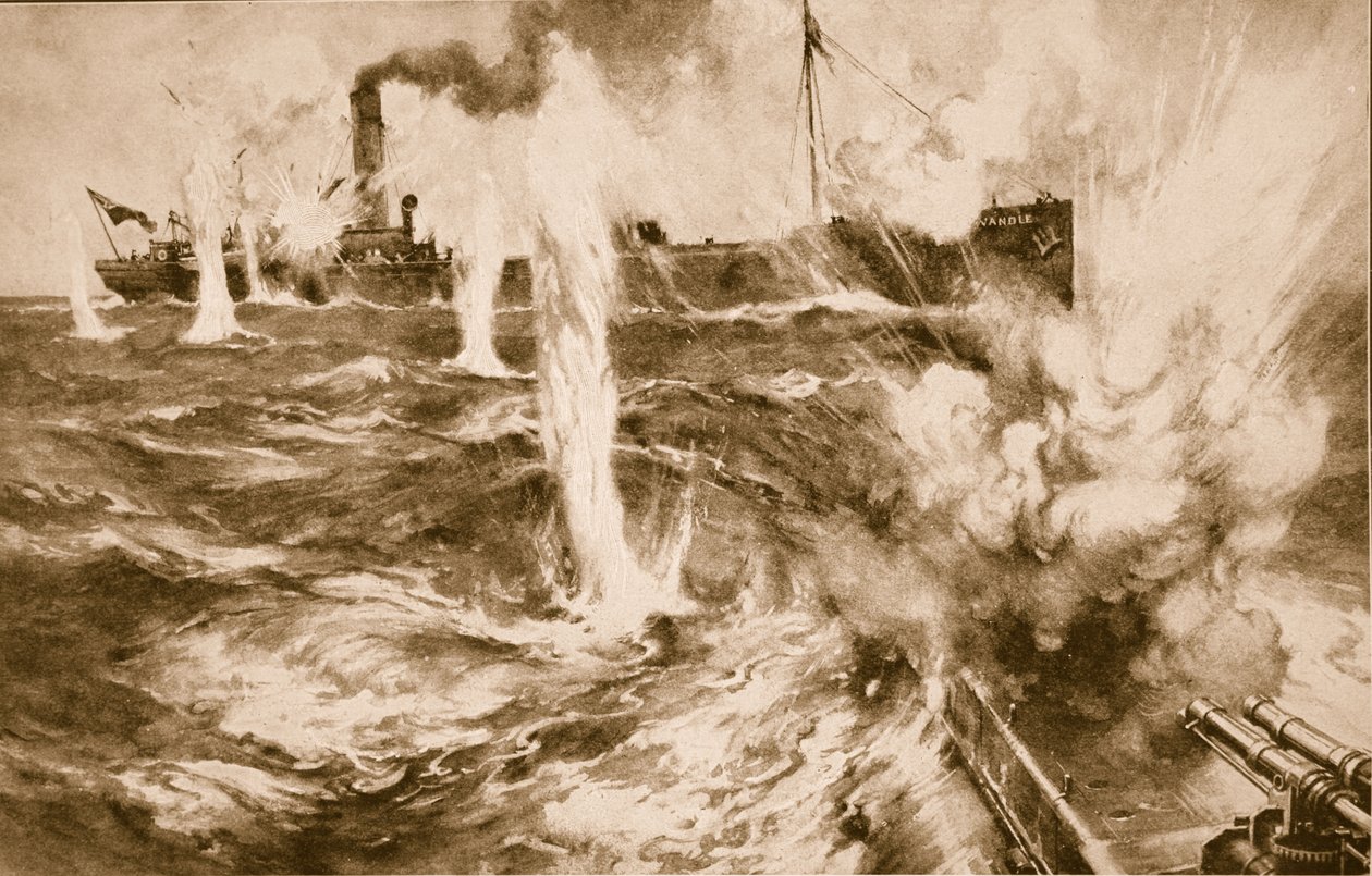 لندن كولير واندل تشارك بنجاح في غواصة ألمانية في بحر الشمال في 29 أبريل 1916 ، 1914-1919 بواسطة مدرسة اللغة الإنجليزية