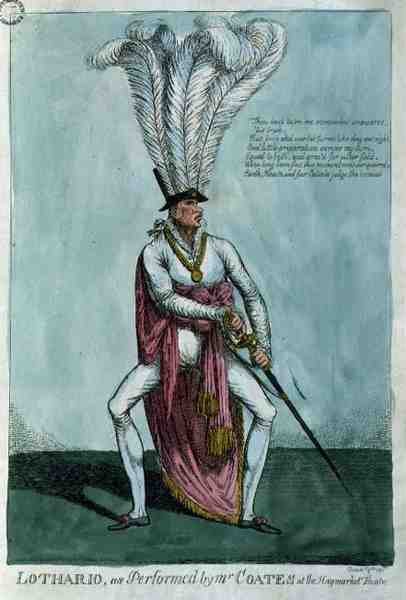 "Lothario ، كما يؤديه السيد Coates في مسرح Haymarket ، 9 ديسمبر 1811 ، حانة. بواسطة William Holland بواسطة مدرسة اللغة الإنجليزية