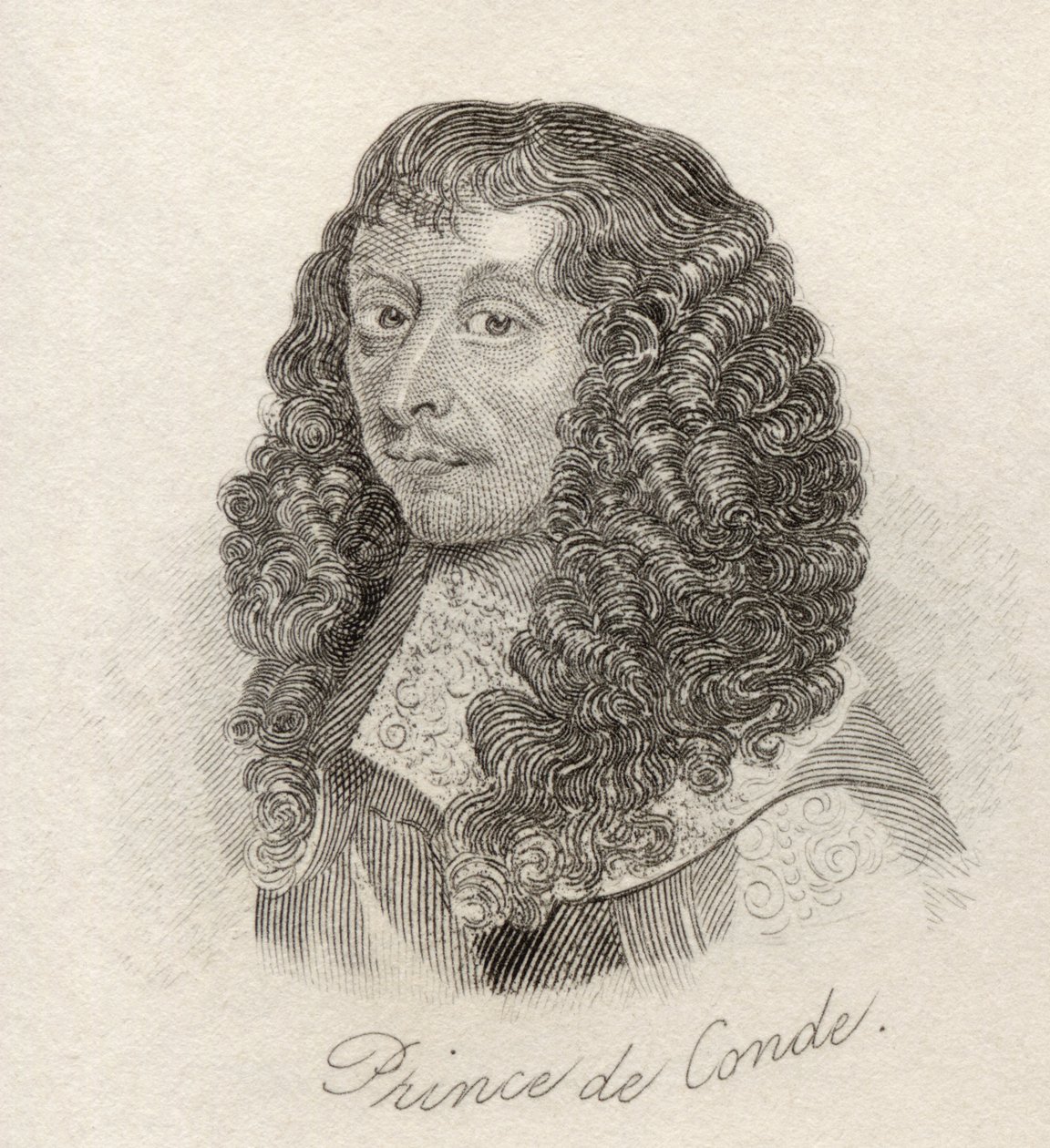 لويس الثاني دي بوربون ، الأمير دي كوندي ، من "قاموس كراب التاريخي" ، نُشر عام 1825 بواسطة مدرسة اللغة الإنجليزية