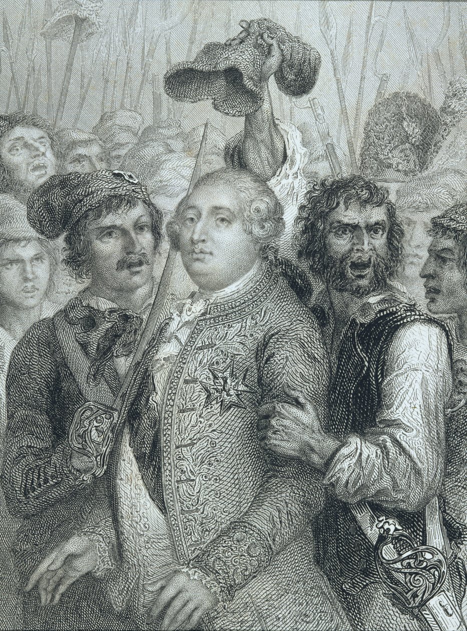 لويس السادس عشر (1754-93) ، ملك فرنسا ، استولى عليه شعب قصر التويلري في 20 يونيو 1792 بواسطة مدرسة اللغة الإنجليزية