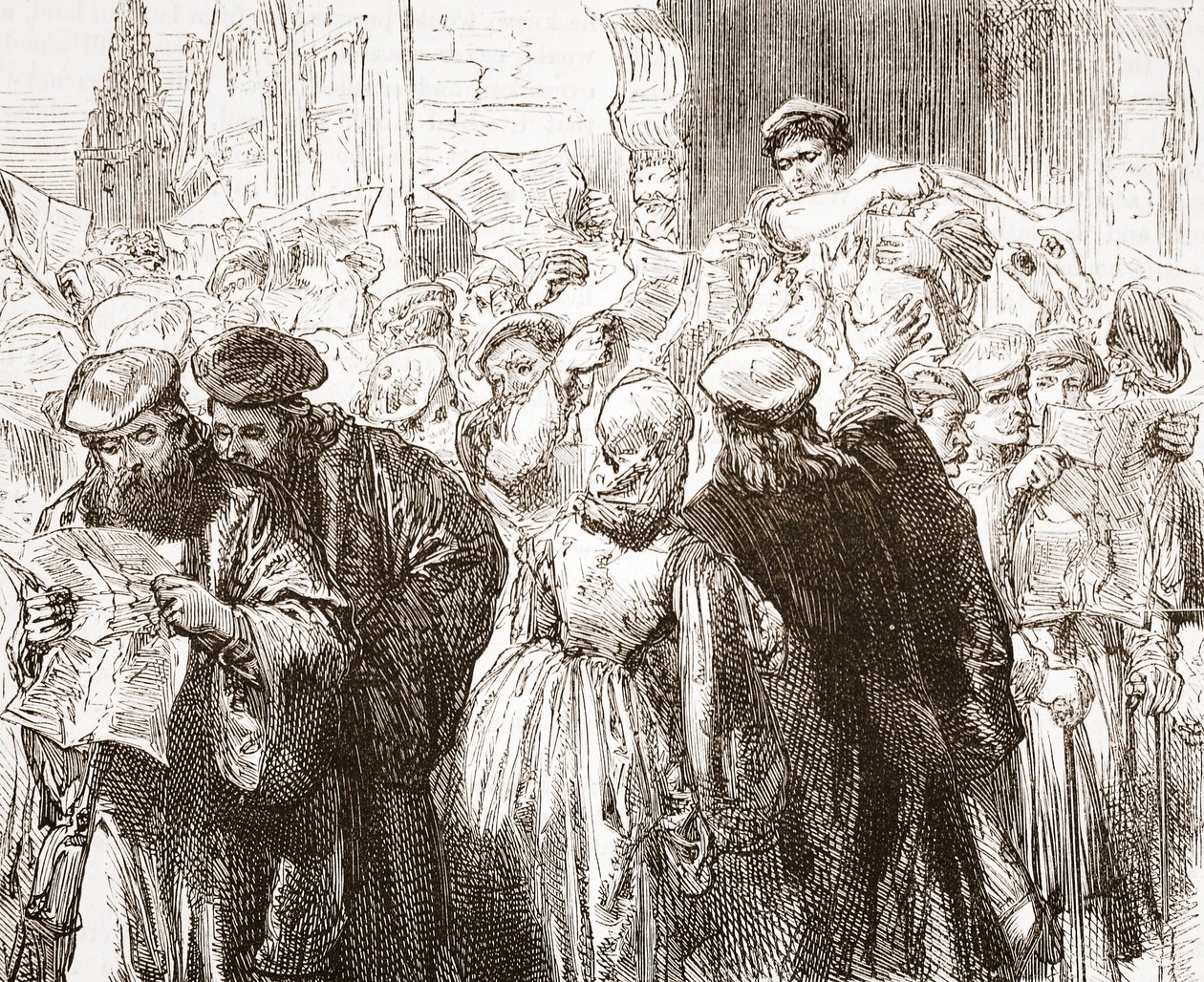 كتيب Luthers: مشهد في المطبعة ، توضيح من تاريخ البروتستانتية بقلم جيمس أيتكين ويلي (1808-1890) ، حانة. 1878 بواسطة مدرسة اللغة الإنجليزية