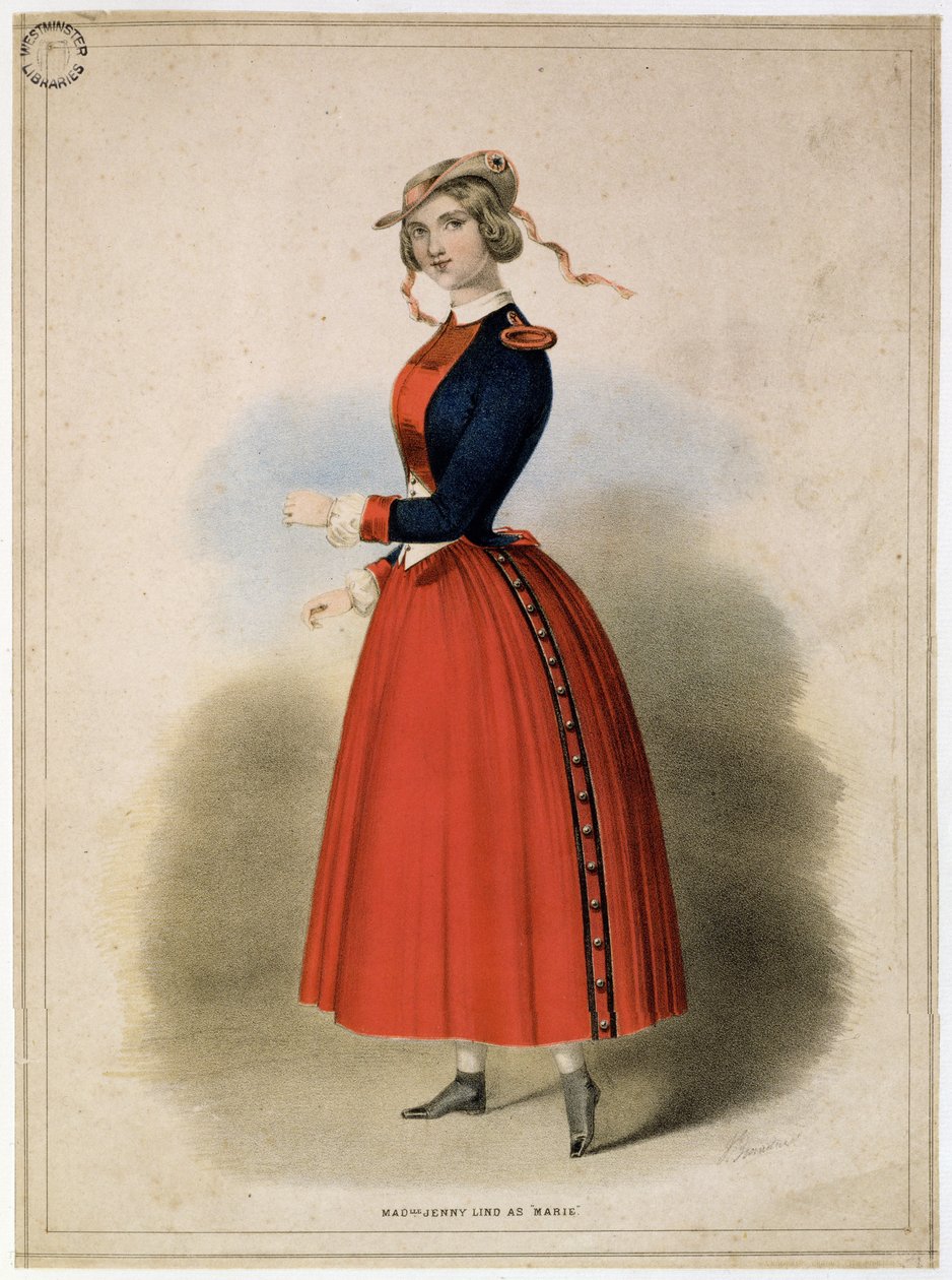 Mademoiselle Jenny Lind (1820-1887) مثل ماري ، c.1847 بواسطة مدرسة اللغة الإنجليزية