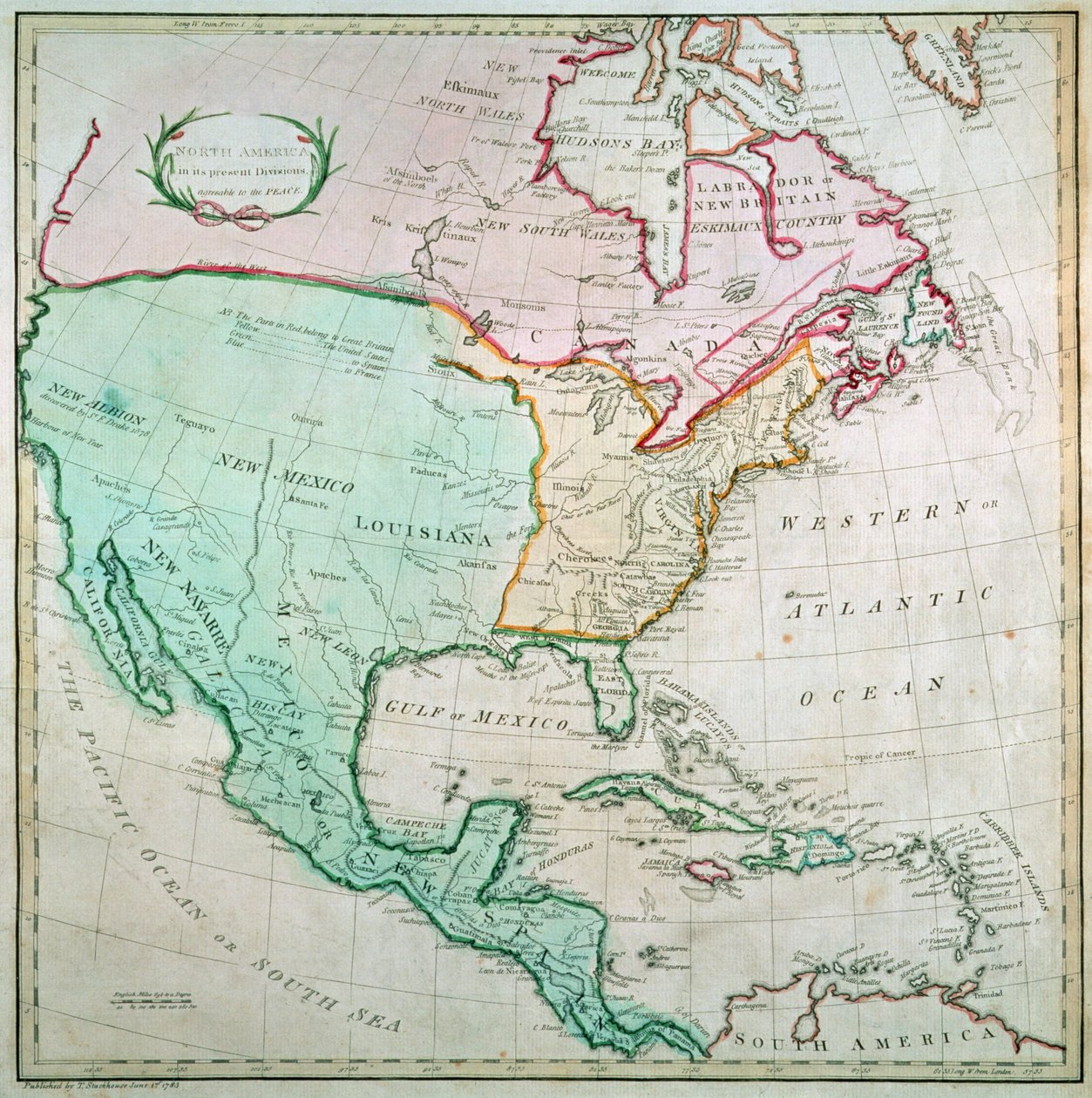 خريطة لأمريكا الشمالية ، نشرها T. Stackhouse ، 1783 بواسطة مدرسة اللغة الإنجليزية