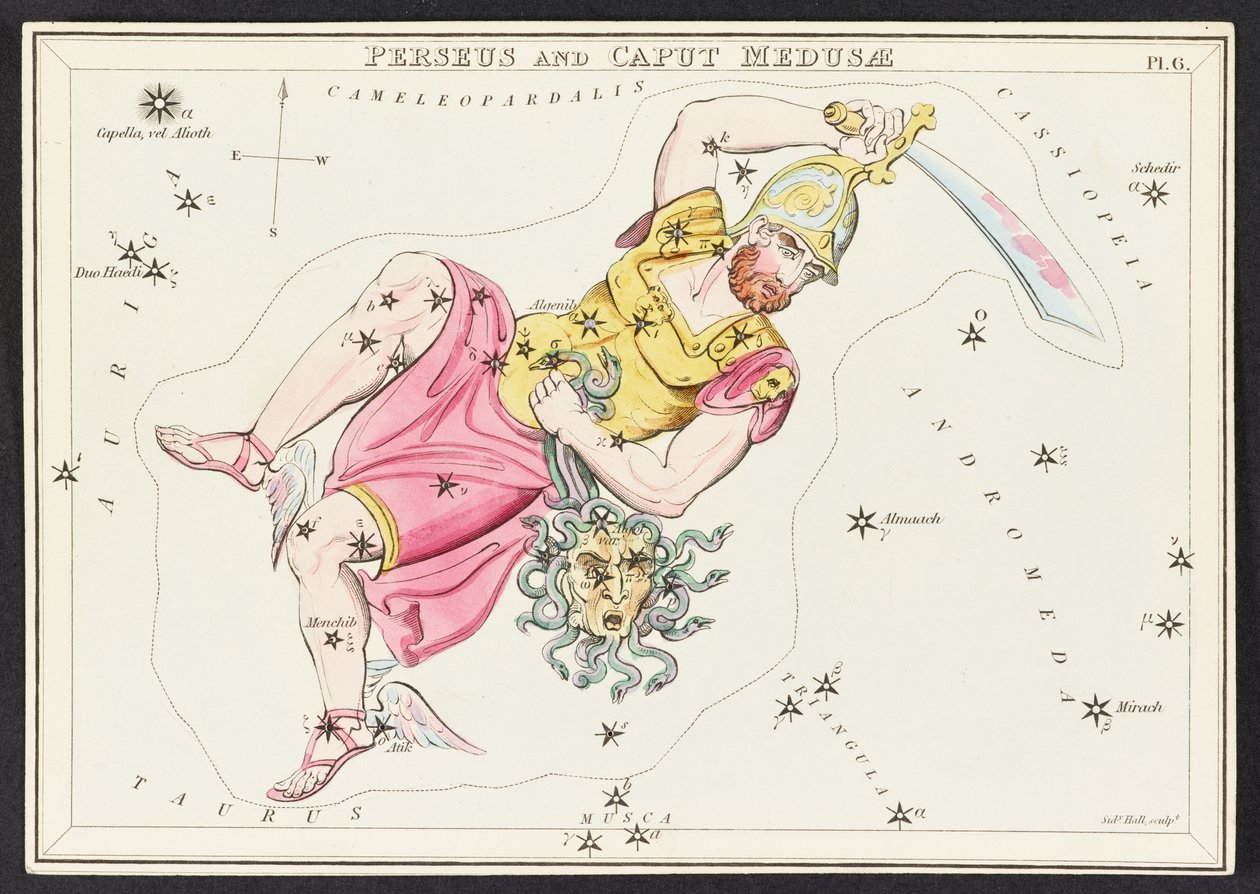 الخرائط C.44.A.42 Perseus و Caput Meudusa ، من مرآة أورانيا ؛ أو منظر السماء. [علبة بها ٣٢ بطاقة]. بقلم يهوشافاط أسبن بواسطة مدرسة اللغة الإنجليزية