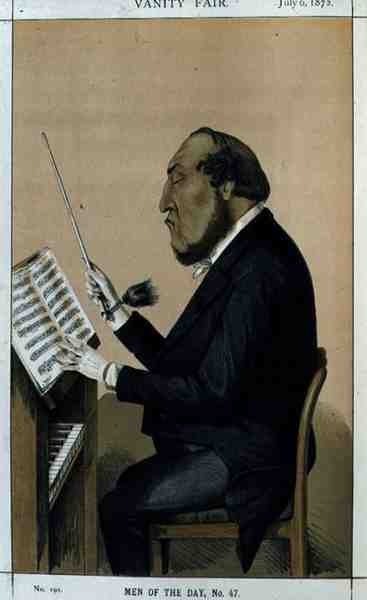رجال اليوم ، رقم 47: "Orchestration" ، كاريكاتير من فانيتي فير ، 6 يوليو 1872 (ليثو ملون) بواسطة مدرسة اللغة الإنجليزية