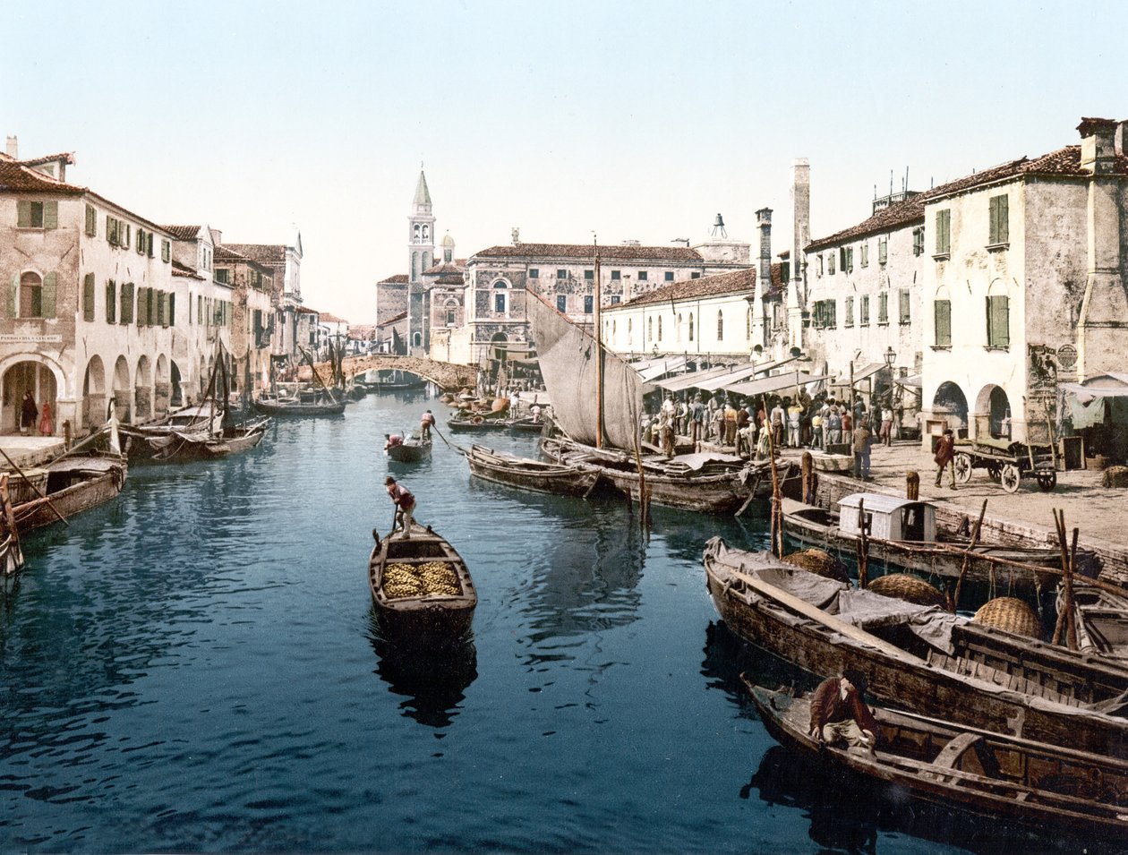 Fish Market، Chioggia (صورة ملونة باليد) بواسطة مدرسة اللغة الإنجليزية