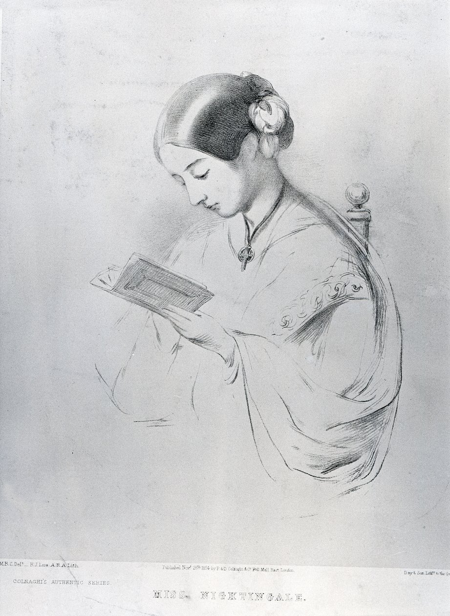 ملكة جمال فلورنس نايتنجيل (1820-1910) 1854 بواسطة مدرسة اللغة الإنجليزية