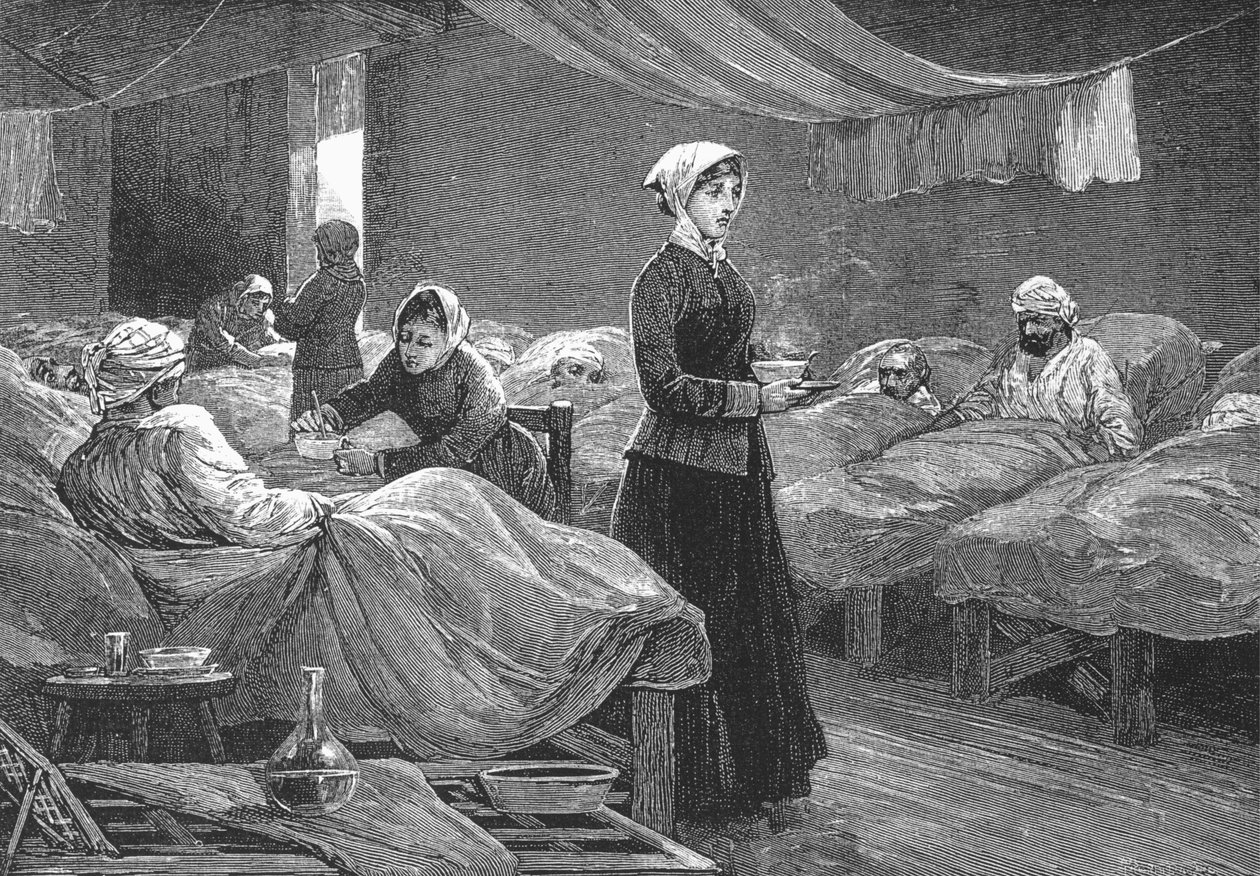 ملكة جمال العندليب في مستشفى باراك في سكوتاري ، c.1880 (نقش الخشب) بواسطة مدرسة اللغة الإنجليزية