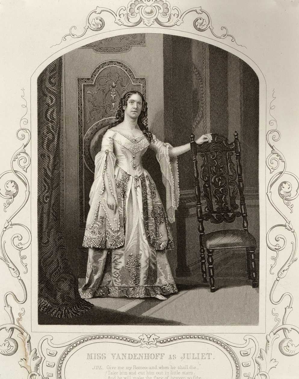 ملكة جمال فاندينهوف مثل جولييت ، الفصل الثالث المشهد 1 من روميو وجولييت ، من daguerreotype ، حانة. بقلم جون تاليس وشركاه بواسطة مدرسة اللغة الإنجليزية