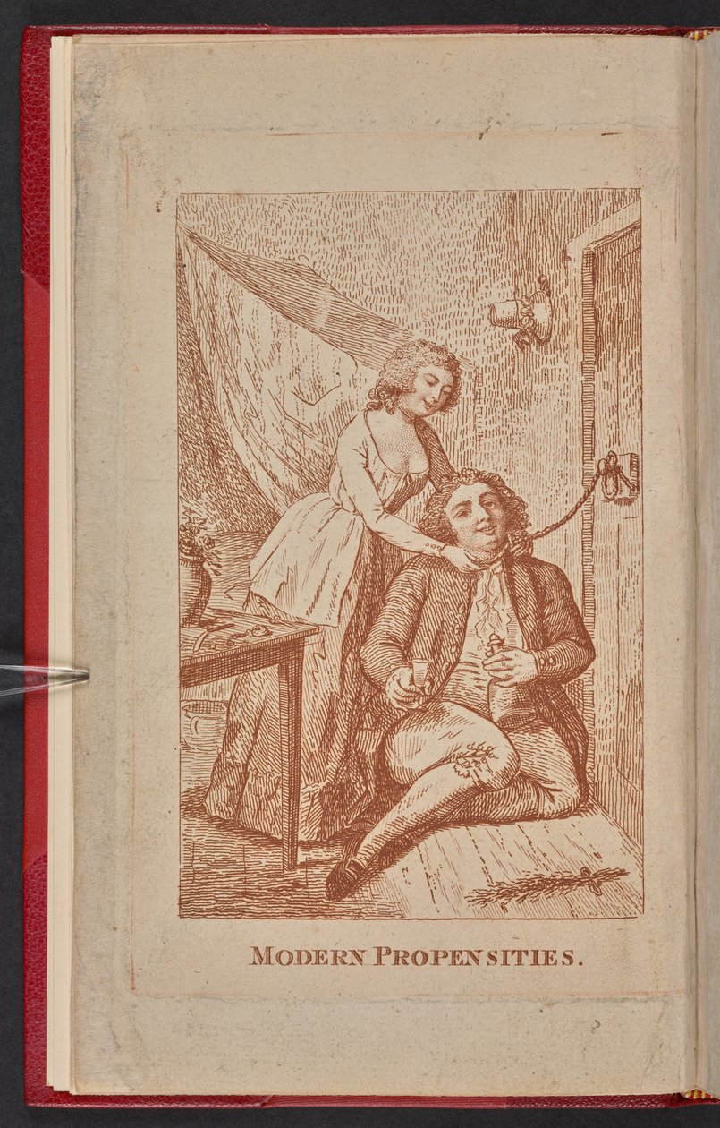 غلاف كتيب "النزعات العصرية" 1791، يظهر فيه سوزانا هيل وفرانتيسك كوتزوارا (نقش) بواسطة مدرسة اللغة الإنجليزية