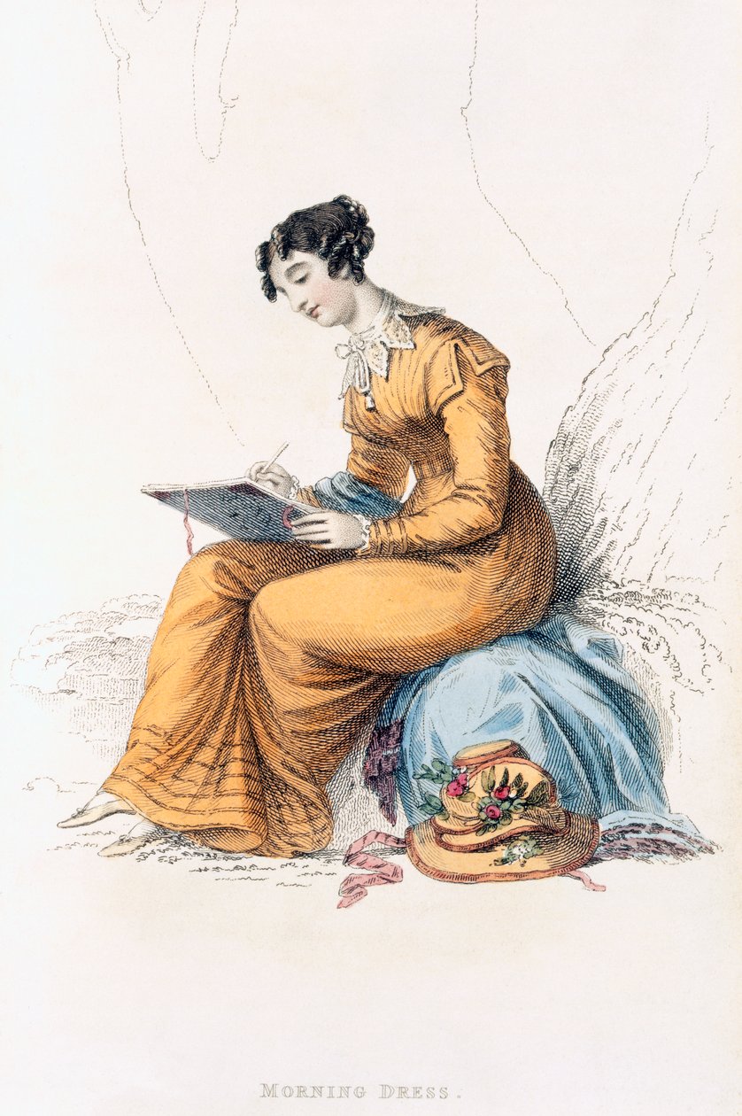فستان الصباح ، لوحة الموضة من Ackermanns Repository of Arts بواسطة مدرسة اللغة الإنجليزية