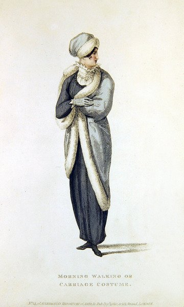 زي الصباح أو المشي أو النقل ، لوحة أزياء من مستودع الفنون في أكرمان (نقش ملون) بواسطة مدرسة اللغة الإنجليزية
