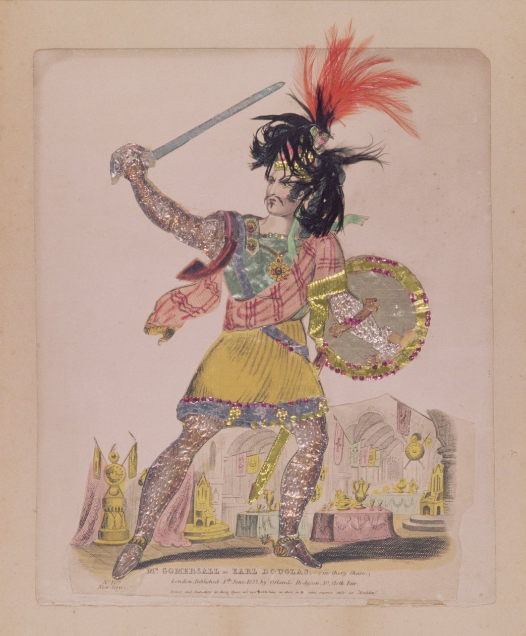 السيد Gomersall في دور إيرل دوجلاس من "The Ballad of Chevy Chase" ، الحانة. بواسطة أورلاندو هودجسون ، 1832 (النقش والكولاج) بواسطة مدرسة اللغة الإنجليزية