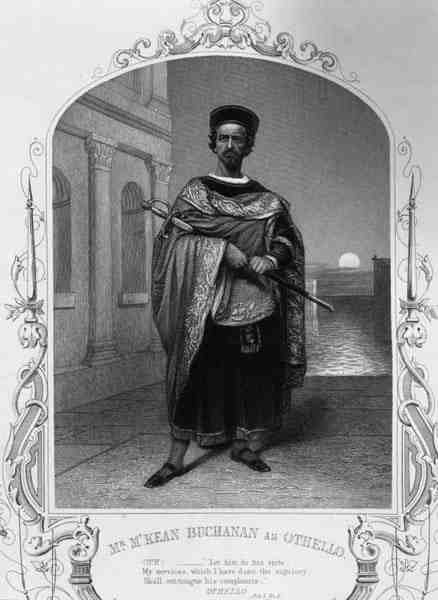 السيد ماكين بوكانان في دور عطيل ، الفصل الأول ، المشهد 2 ، في مسرحية ويليام شكسبير (1564-1616) (نقش) بواسطة مدرسة اللغة الإنجليزية