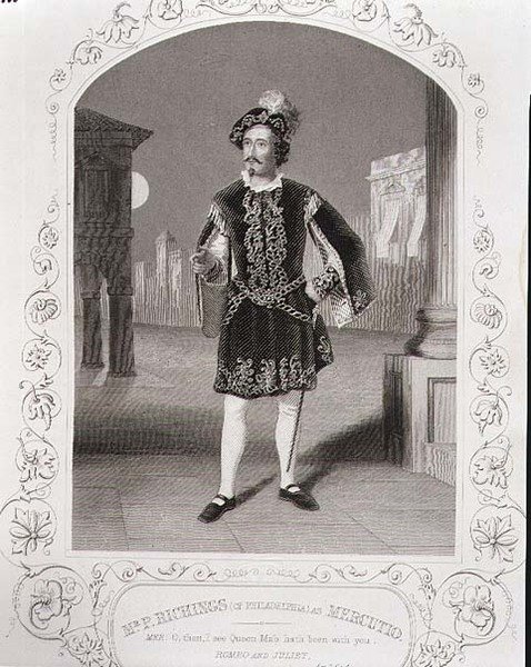 السيد ب. ريتشنغز (من فيلادلفيا) مثل Mercutio ، الفصل الأول ، المشهد 4 من "روميو وجولييت" ، من daguerreotype ، حانة. بواسطة John Tallis & Co. (litho) بواسطة مدرسة اللغة الإنجليزية