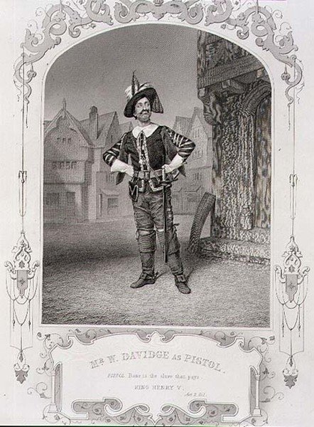 السيد دبليو دافيدج في دور مسدس ، الفصل الثاني المشهد 1 من "الملك هنري الخامس" ، من daguerreotype ، حانة. بواسطة John Tallis & Co. (litho) بواسطة مدرسة اللغة الإنجليزية