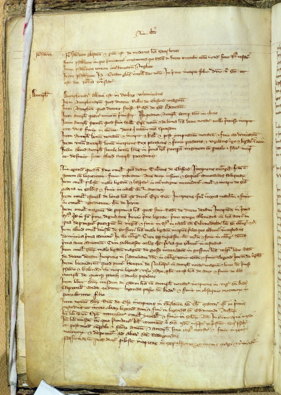Ms.25516 fol.18v Liber I لجرد كتب في كاتدرائية القديس بولس ، أواخر القرن الثالث عشر بواسطة مدرسة اللغة الإنجليزية