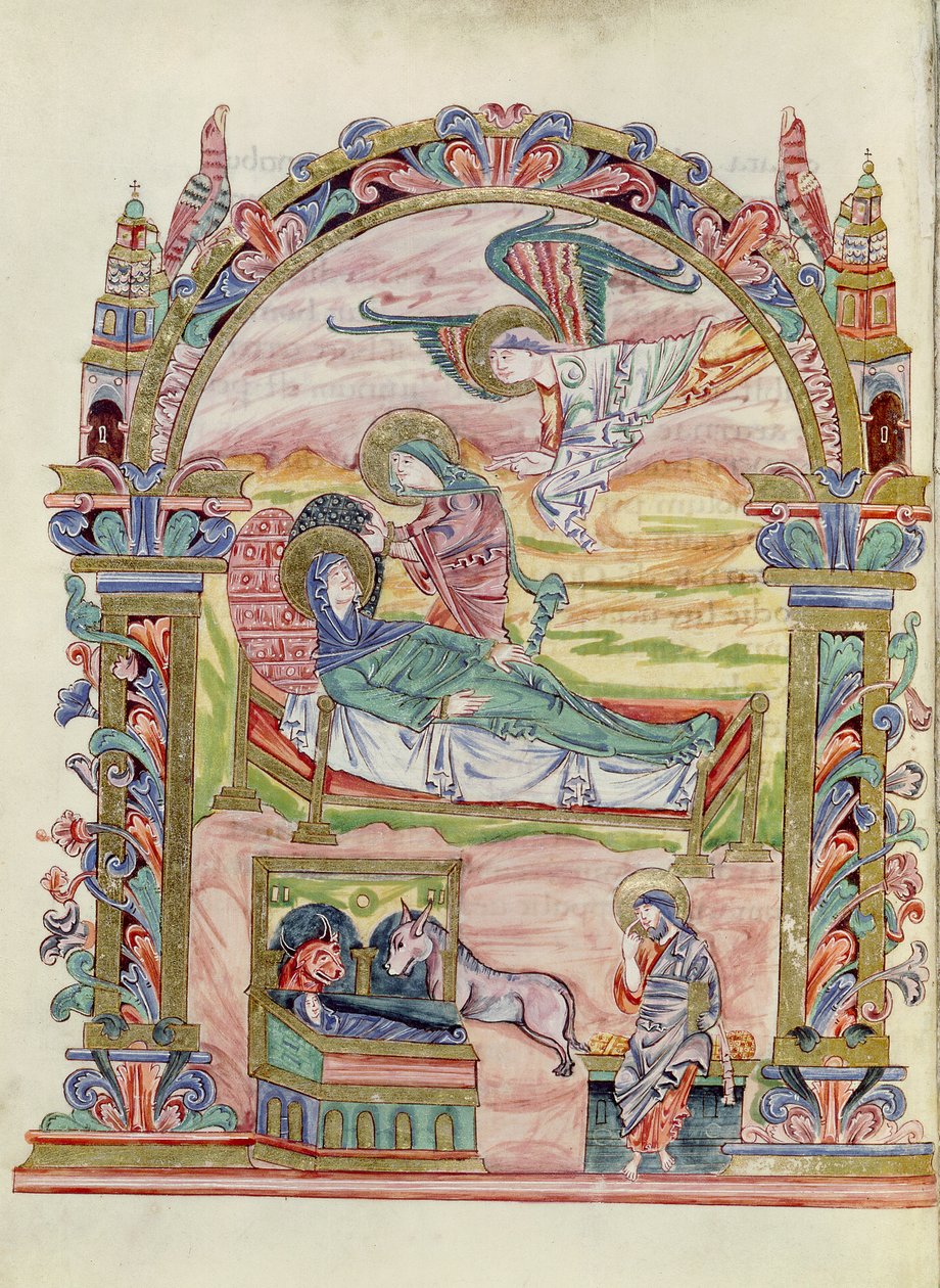 السيدة 274 (Y-6) fol.32v الميلاد ، من كتاب قداسة روبرت جوميج ، ج 1016 بواسطة مدرسة اللغة الإنجليزية