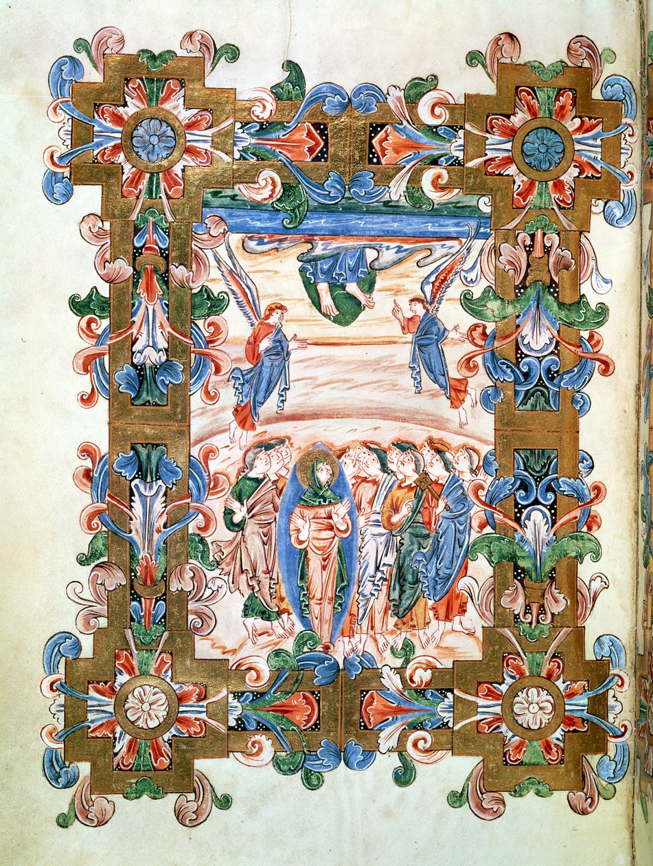 Ms 274 (Y-6) fol.81v صعود المسيح ، من كتاب قداسة روبرت جوميج ، ج 1016 بواسطة مدرسة اللغة الإنجليزية