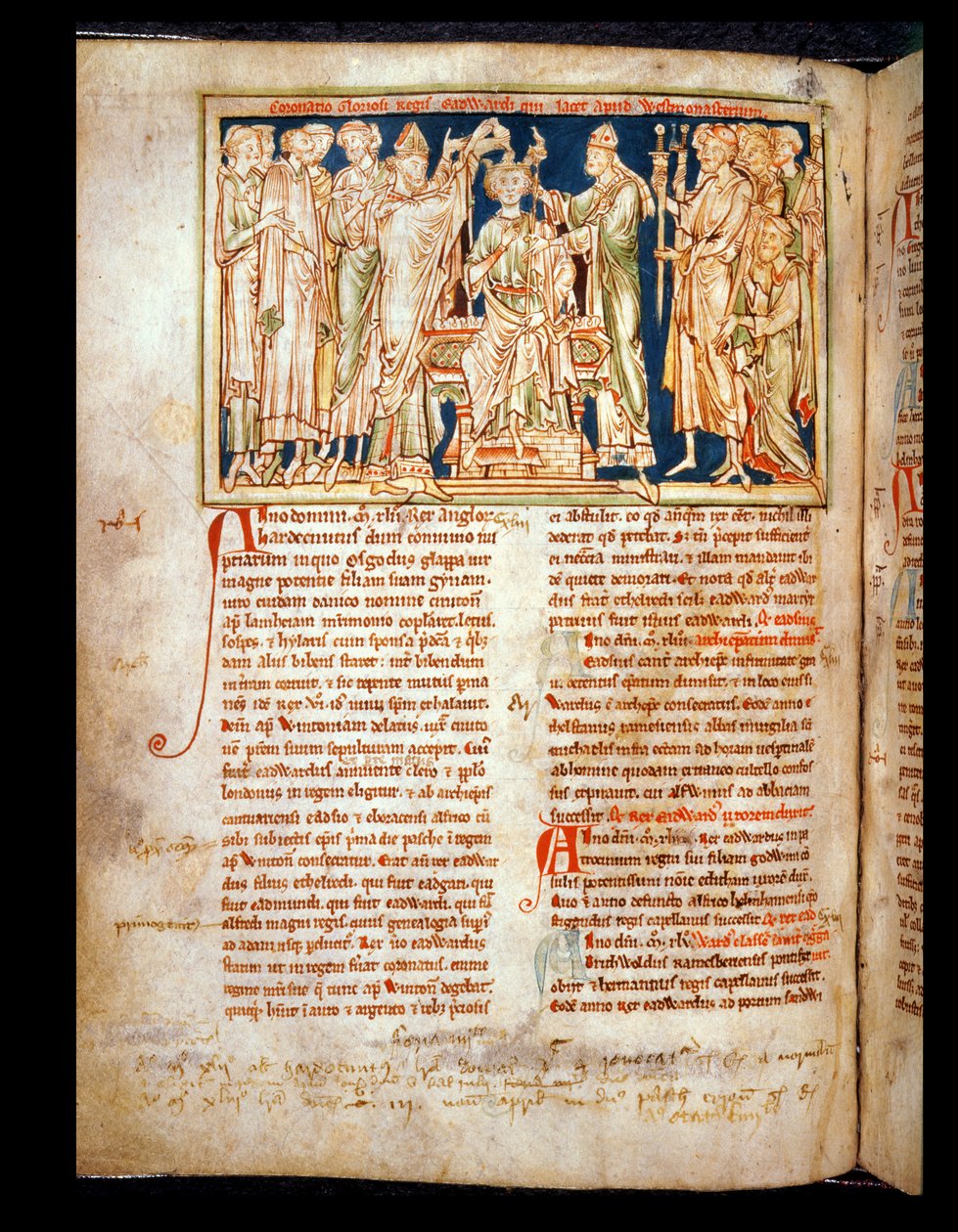السيدة 6712 (A.6.89) fol.115v إدوارد المعترف (1004-66) صورة مصغرة من Flores Historiarum ، بقلم ماثيو باريس ، 1250-52 بواسطة مدرسة اللغة الإنجليزية