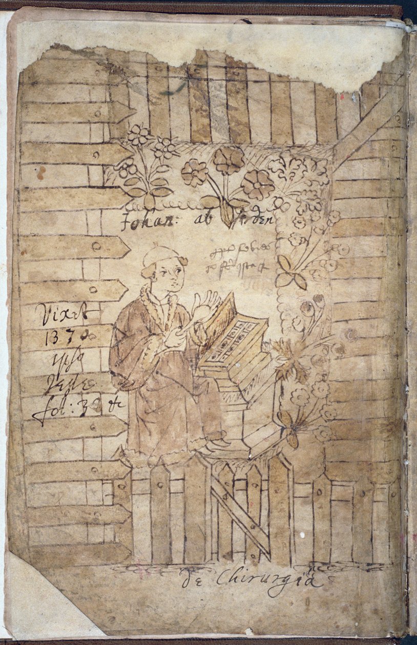 السيدة Hunter 112 f.1v Arderne في حديقة الأعشاب ، من Incerti Avctoris بقلم Johannis Arderne بواسطة مدرسة اللغة الإنجليزية