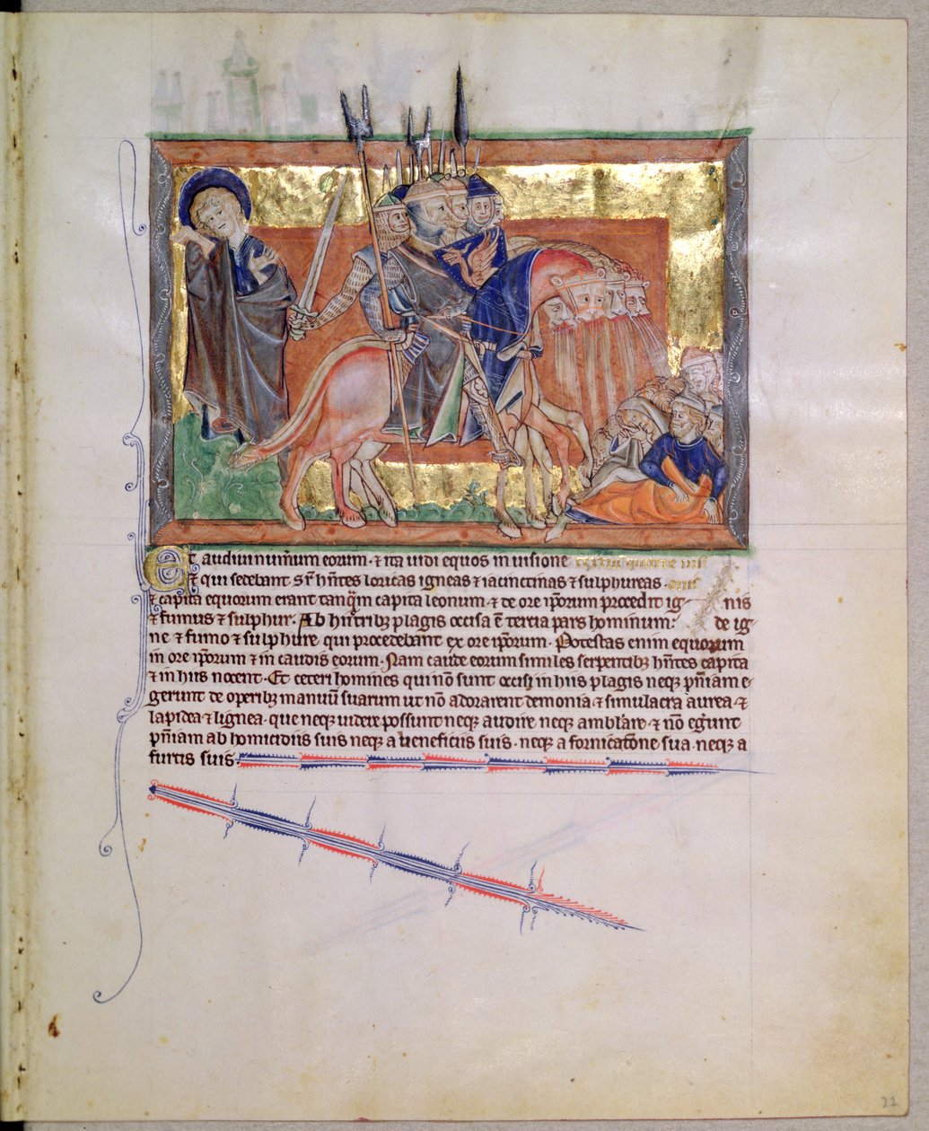 السيدة LA 139-Lisboa fol.20 جيش الفرسان ، من نهاية العالم Gulbenkian ، c.1256-70 بواسطة مدرسة اللغة الإنجليزية