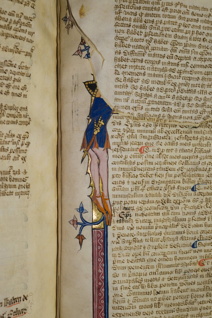 Ms. New Coll 242، f.178r، Commentary on Aristotle&39;s Politics بقلم والتر بيرلي (قلم وحبر على الرق) بواسطة مدرسة اللغة الإنجليزية