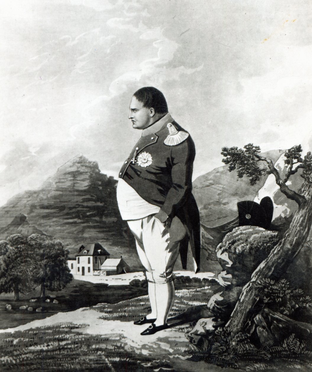 نابليون في جزيرة سانت هيلانة ، 1820 بواسطة مدرسة اللغة الإنجليزية