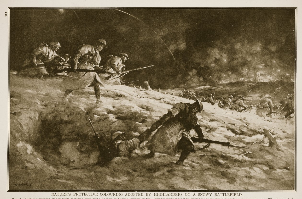 تلوينات الطبيعة الواقية التي اعتمدها Highlanders في ساحة معركة ثلجية ، 1914-1919 بواسطة مدرسة اللغة الإنجليزية
