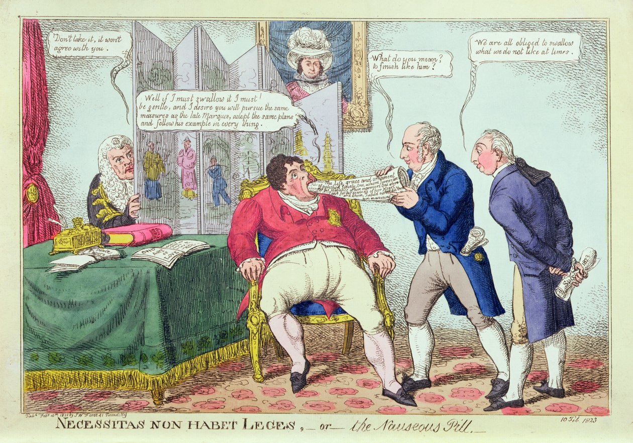 الضرورة لا تعرف أي قانون ، أو حبوب منع الحمل ، 1823 (نقش يدوي) بواسطة مدرسة اللغة الإنجليزية