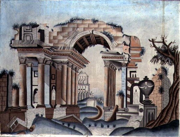 أطلال الكلاسيكية الجديدة ، حوالي 1820 (ألوان مائية على ورق) بواسطة مدرسة اللغة الإنجليزية