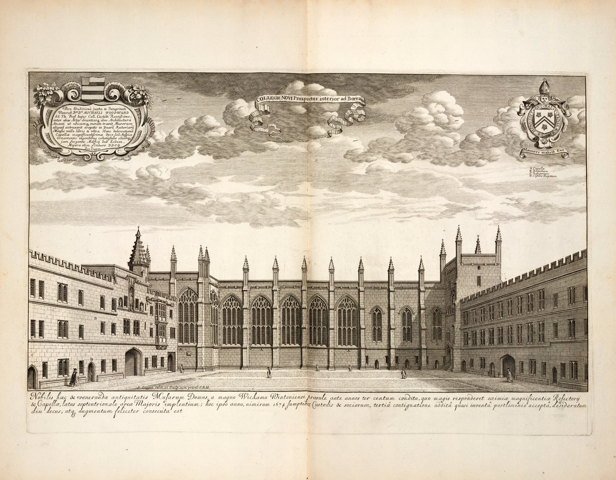 نيو كوليج ، اللوحة 20 من أوكسون بقلم ديفيد لوجون ، أكسفورد 1675 بواسطة مدرسة اللغة الإنجليزية